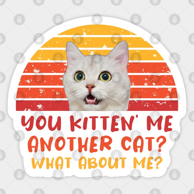 Retro Cat - Are You Kitten Me Sticker by InfiniTee Design